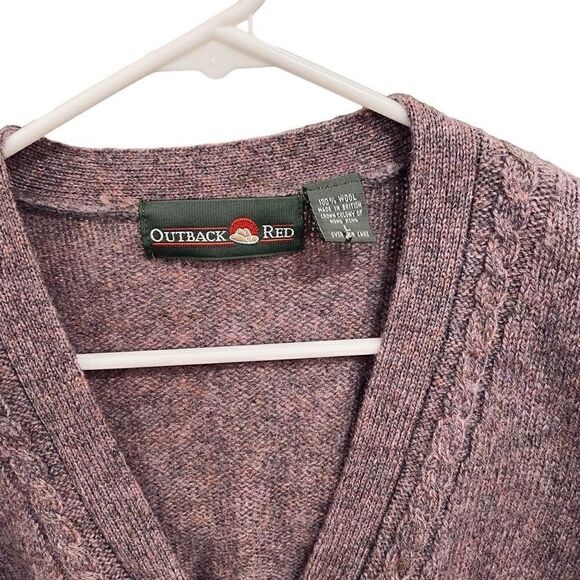 Outback Red Cardigan Womens L Marled Dark Lavender Grandpa VNeck Button Closure - Picture 6 of 14